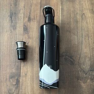 Black Water Bottle with Mountain Design